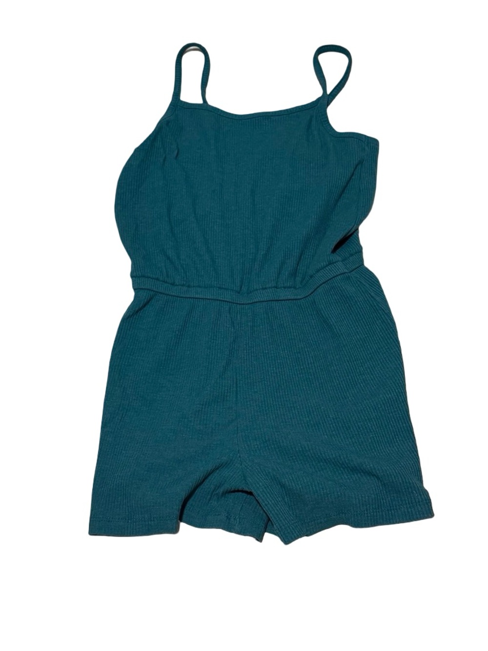 Old Navy Girls Rib-Knit Cami Romper Teal Size L 10-12 Summer Casual